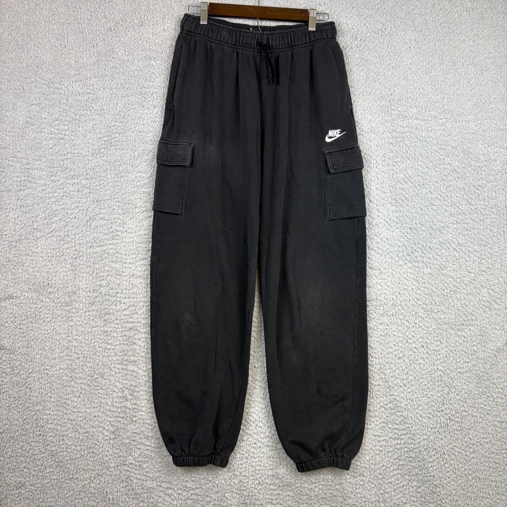 Nike Cargo Sweatpants Mens Small Black Fleece Lined Joggers Sportswear Club